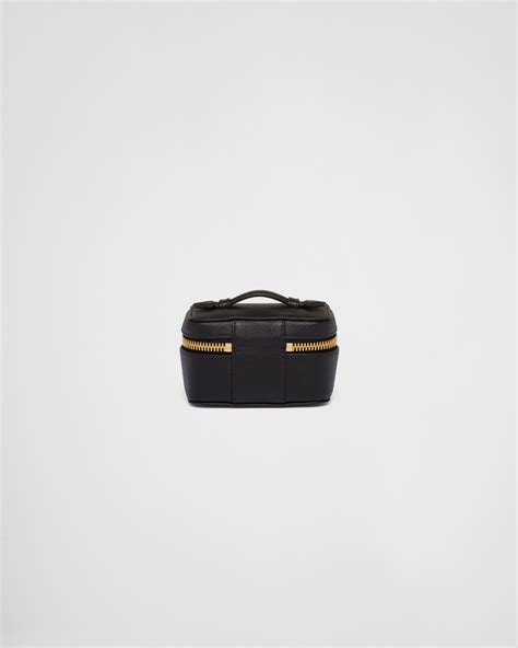 Black Saffiano Leather Jewelry Beauty Case .